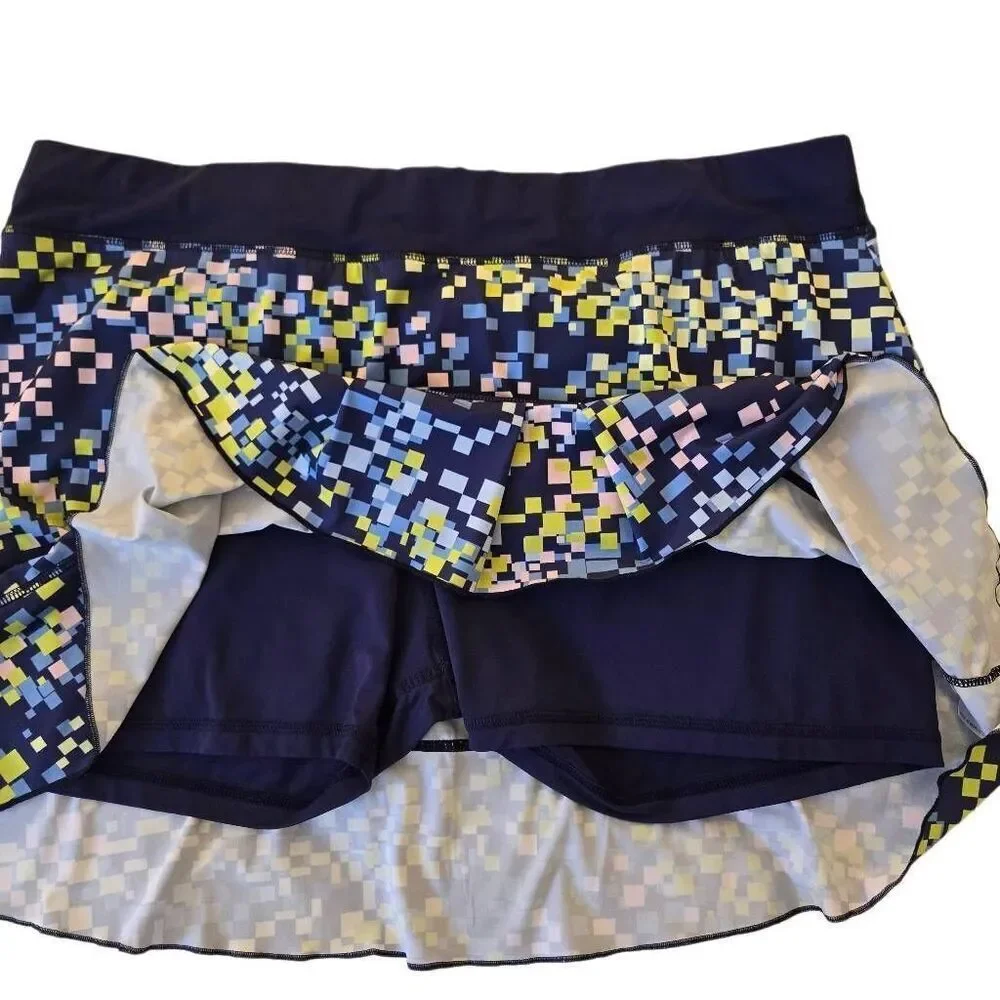Sofibella Womens Mixed Pixel UV Navy Pink Tennis Pickleball Athletic Skort 2X